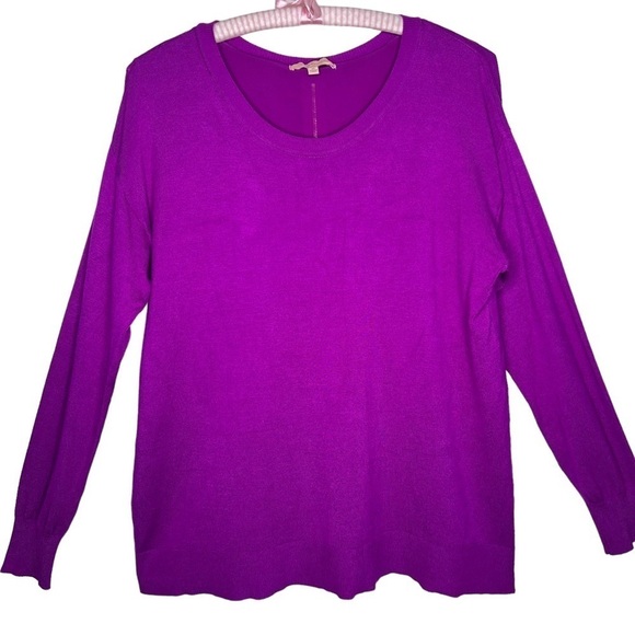 Gibson & Latimer Scoop Neck Gold Tone Back Zip Long Sleeve Lined Sweater Size M - Picture 3 of 15